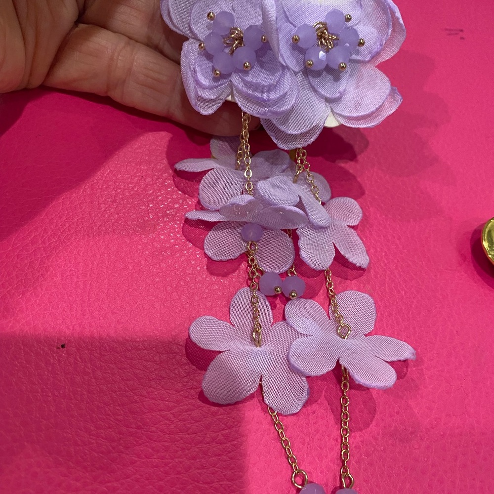 Lavender Floral Chain Earrings